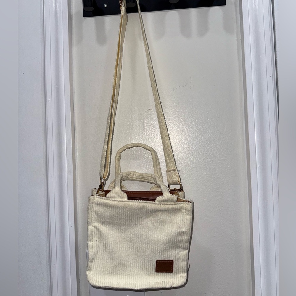 Cream Corduroy Mini Tote Bag